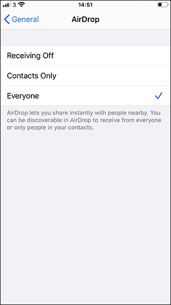 AirDrop settings